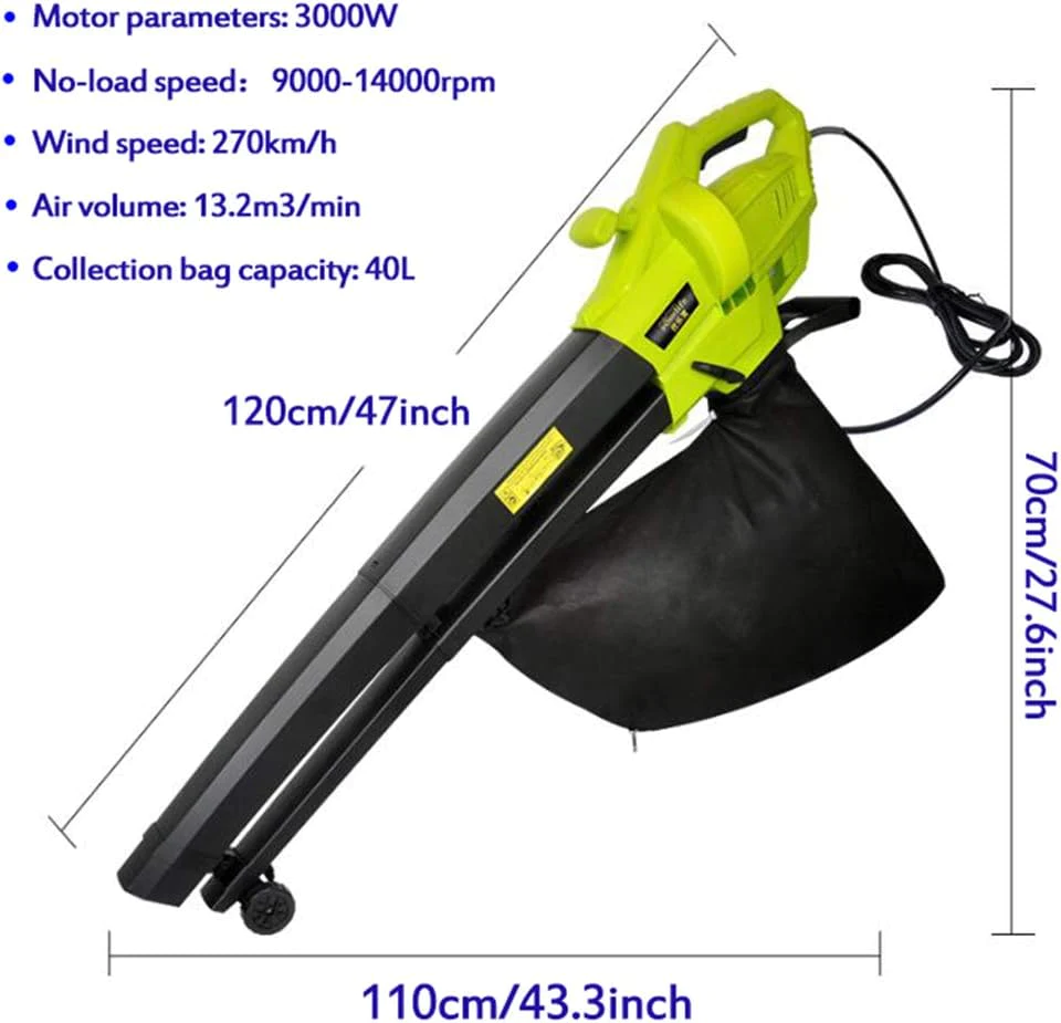 Aspirator/Suflanta de frunze, 3000 W, 270 kmh viteza aer, 13.2 mxmin debit aer, 45L sac colector [5]
