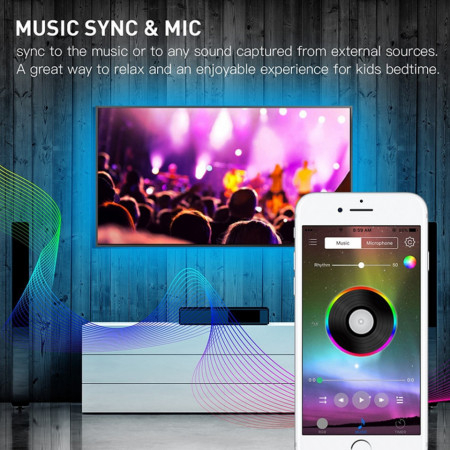 Banda Led RGB 2m, control din telefon bluetooth, alimentare USB, telecomanda [3]