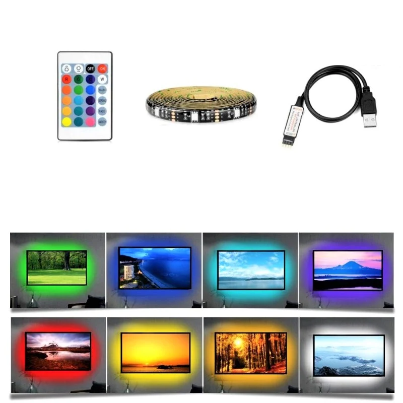 Banda Led RGB 2m, control din telefon bluetooth, alimentare USB, telecomanda [8]