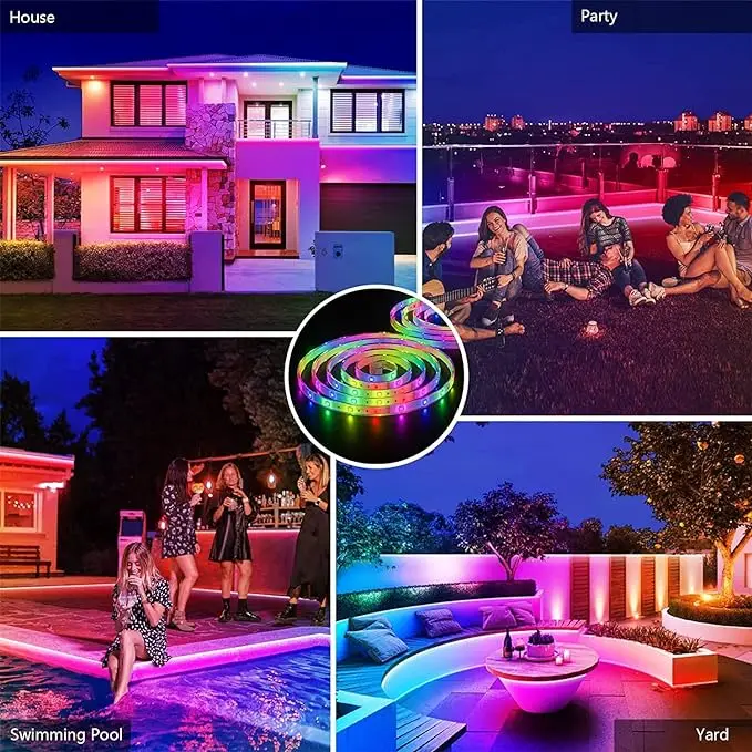 Banda LED RGB Solara de Exterior, Lungime 5 metri, IP67, Iluminare Decorativa Gradina si Terasa [2]