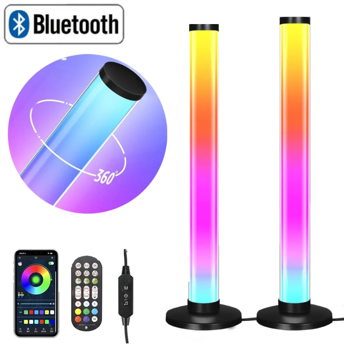 Bare Luminoase Smart cu Leduri RGB 360°, lumina ambientala, Telecomanda, Bluetooth, jocuri de lumini, sincronizare sunete, Multicolor [6]