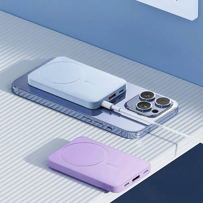 Baterie Externa MagSafe 20000mAh, Power Bank Wireless 15W, Fast Charge 22.5W, Afișaj Digital, USB & Type-C [5]