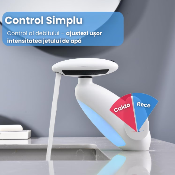 Baterie Lavoar Cu Lumini LED, Cap Extensibil 60 Cm, 4 Moduri De Jet Apa, Alb/Crom [6]