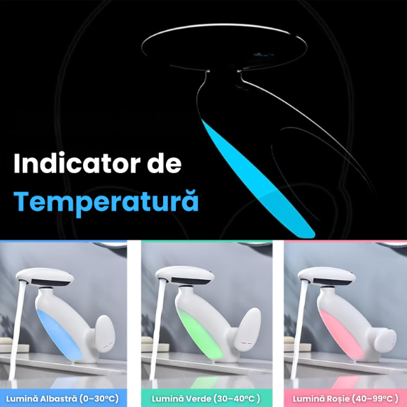 Baterie Lavoar Cu Lumini LED, Cap Extensibil 60 Cm, 4 Moduri De Jet Apa, Alb/Crom [2]