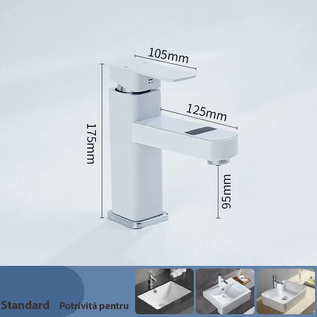 Baterie Robinet Smart cu Afisaj Digital, Control prin touch temperatura, pentru lavoar, buton tactil, Alb Mat [8]