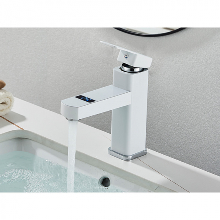 Baterie Robinet Smart cu Afisaj Digital, Control prin touch temperatura, pentru lavoar, buton tactil, Alb Mat [11]