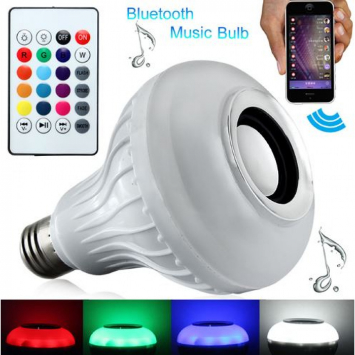 Bec RGB Smart cu Boxa si telecomanda, bluetooth, E27 [5]