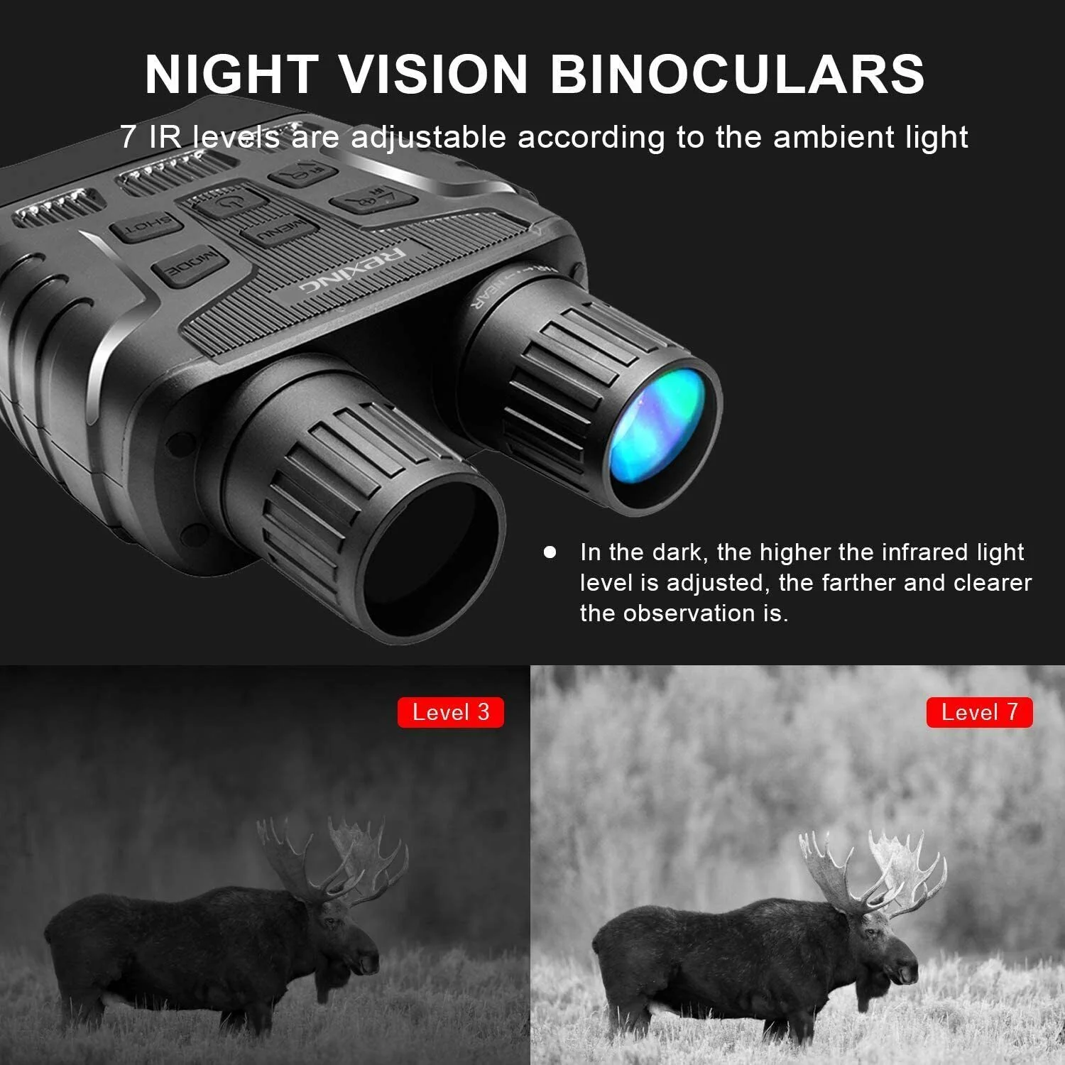 Binoclu profesional cu vedere nocturna in infrarosu, Q NV01, camera video incorporata, 1080p, negru [5]