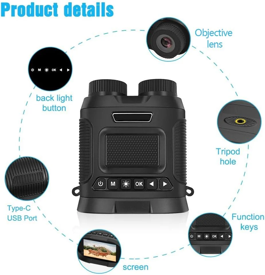 Binoclu profesional cu vedere nocturna in infrarosu Q-NV02, 2.5K UHD, zoom 8x, portabil, afisaj IPS, negru [7]