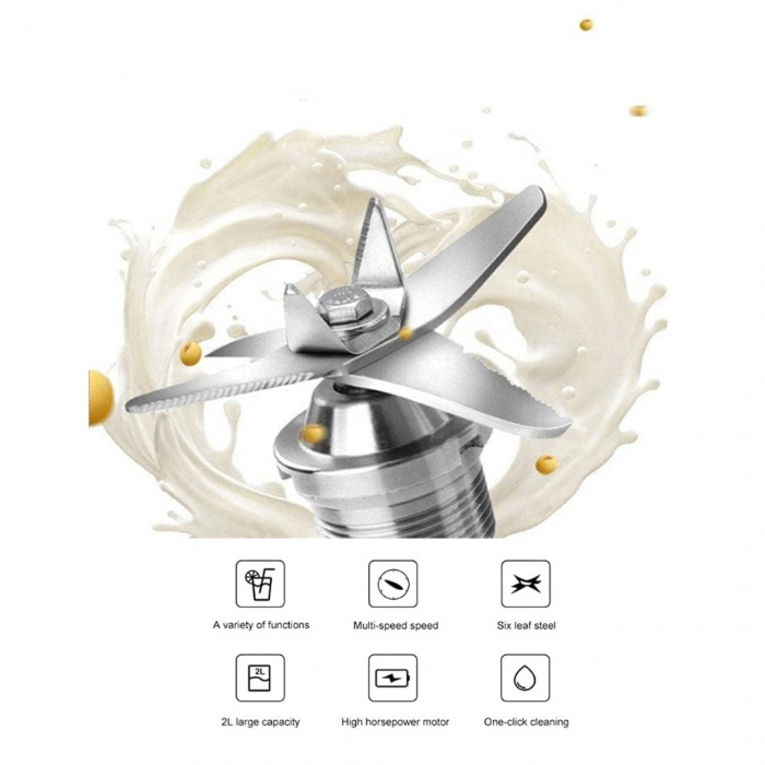 Blender Profesional 800W, 2L capacitate, motor din cupru, 15 viteze [5]