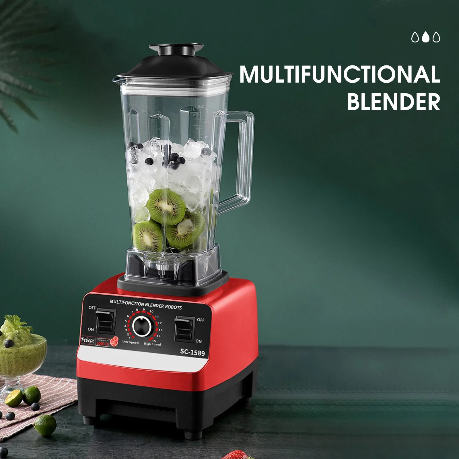 Blender Profesional 800W, 2L capacitate, motor din cupru, 15 viteze [6]