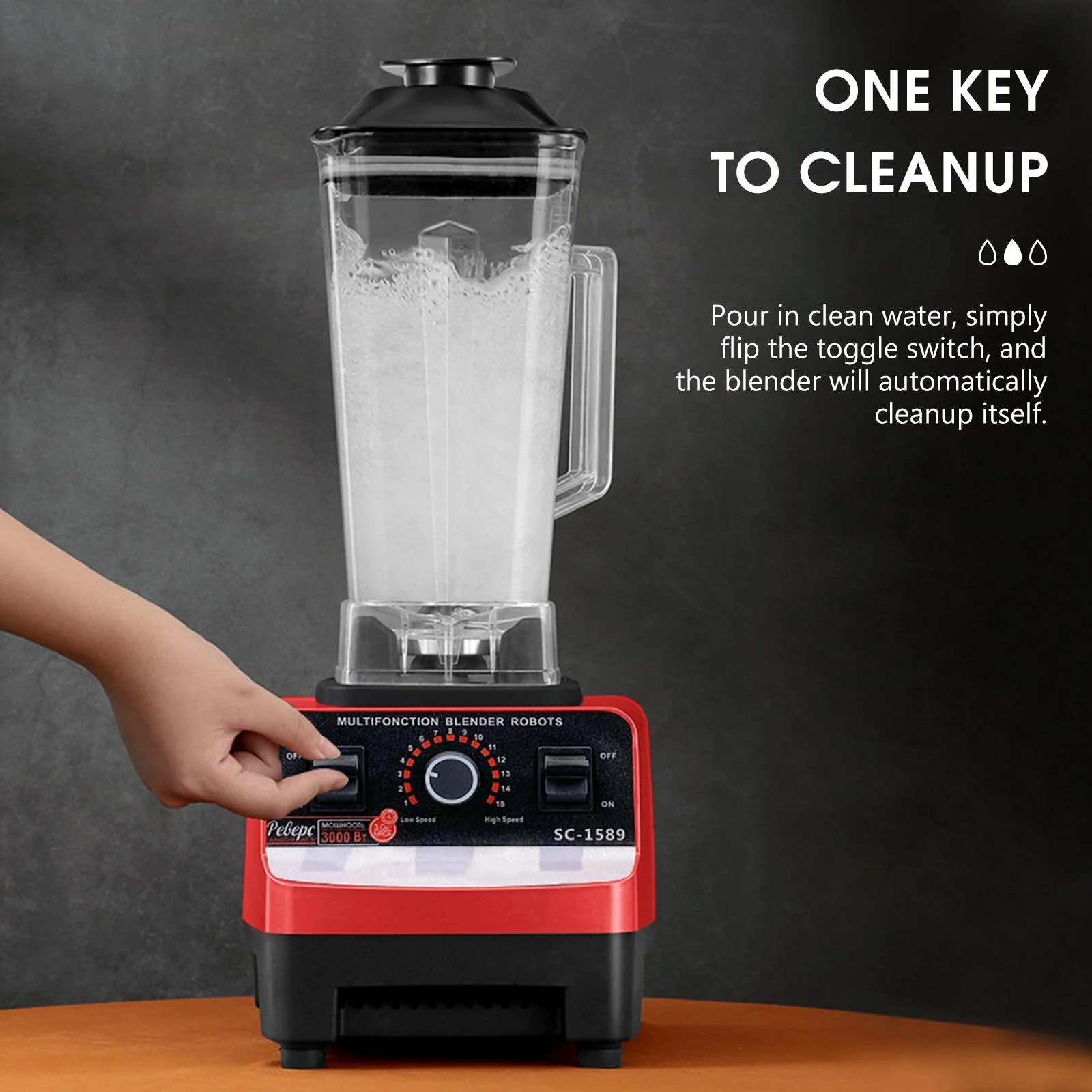 Blender Profesional 800W, 2L capacitate, motor din cupru, 15 viteze [8]