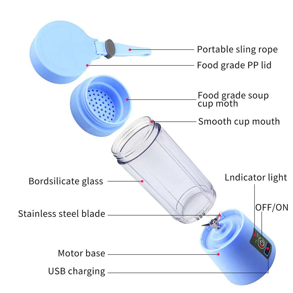 Blender smoothie maker, portabil cu incarcare USB functie de baterie externa [4]
