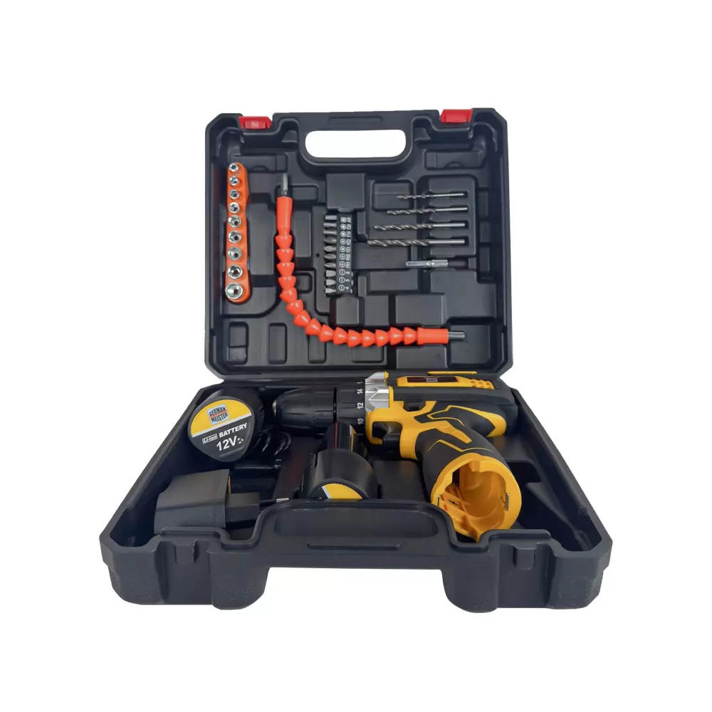 Bormasina Autofiletanta cu percutie German Meister, 12V, trusa 26 accesorii, 2 acumulatori [2]