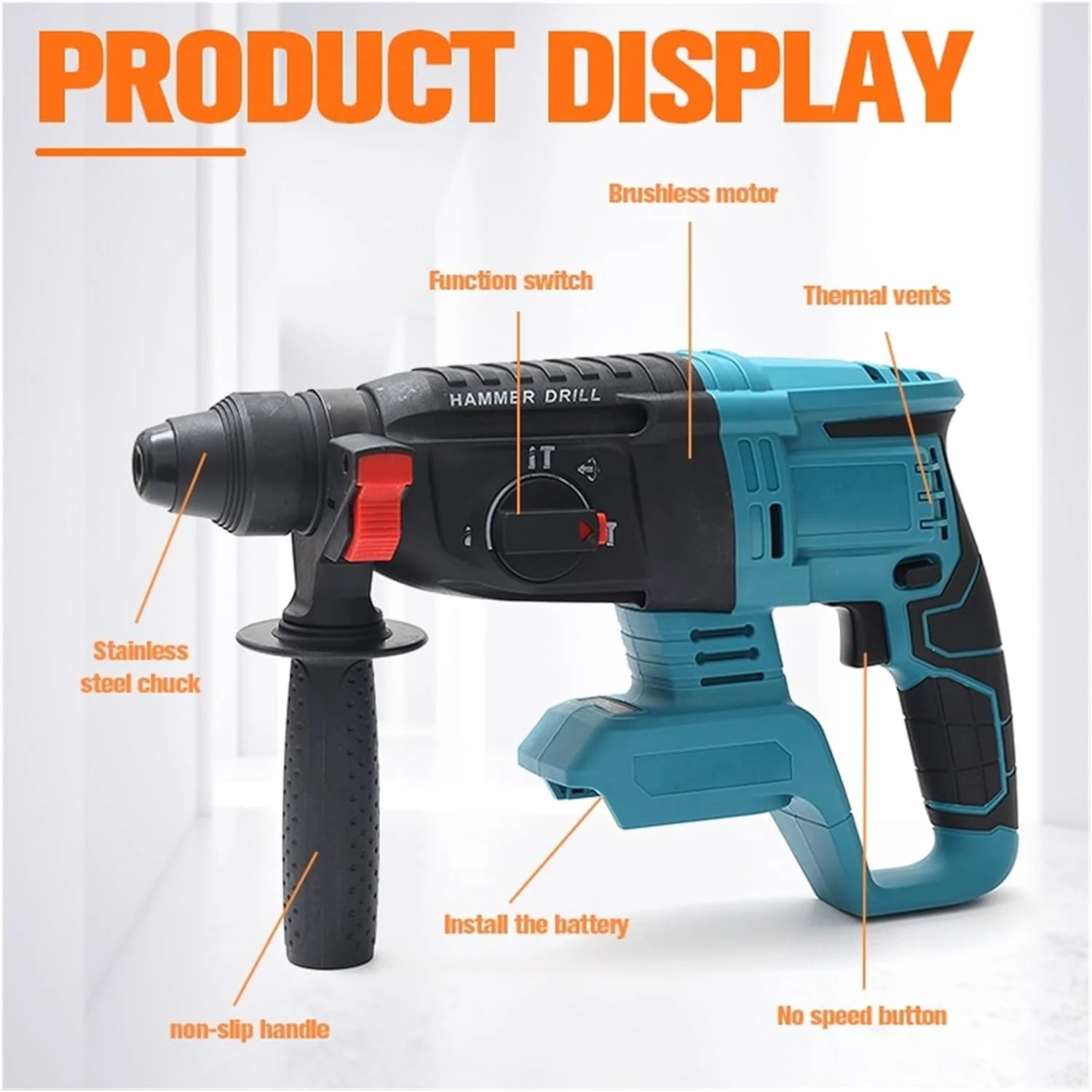 Ciocan Rotopercutor brushless, cu 2 acumulatori 48V, 1850W, 2580 rpm [3]