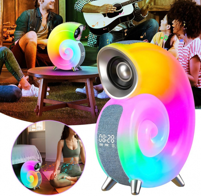 Boxa 3 in 1 Wireless Bluetooth, Ceas cu Alarma, Lampa Led RGB [6]