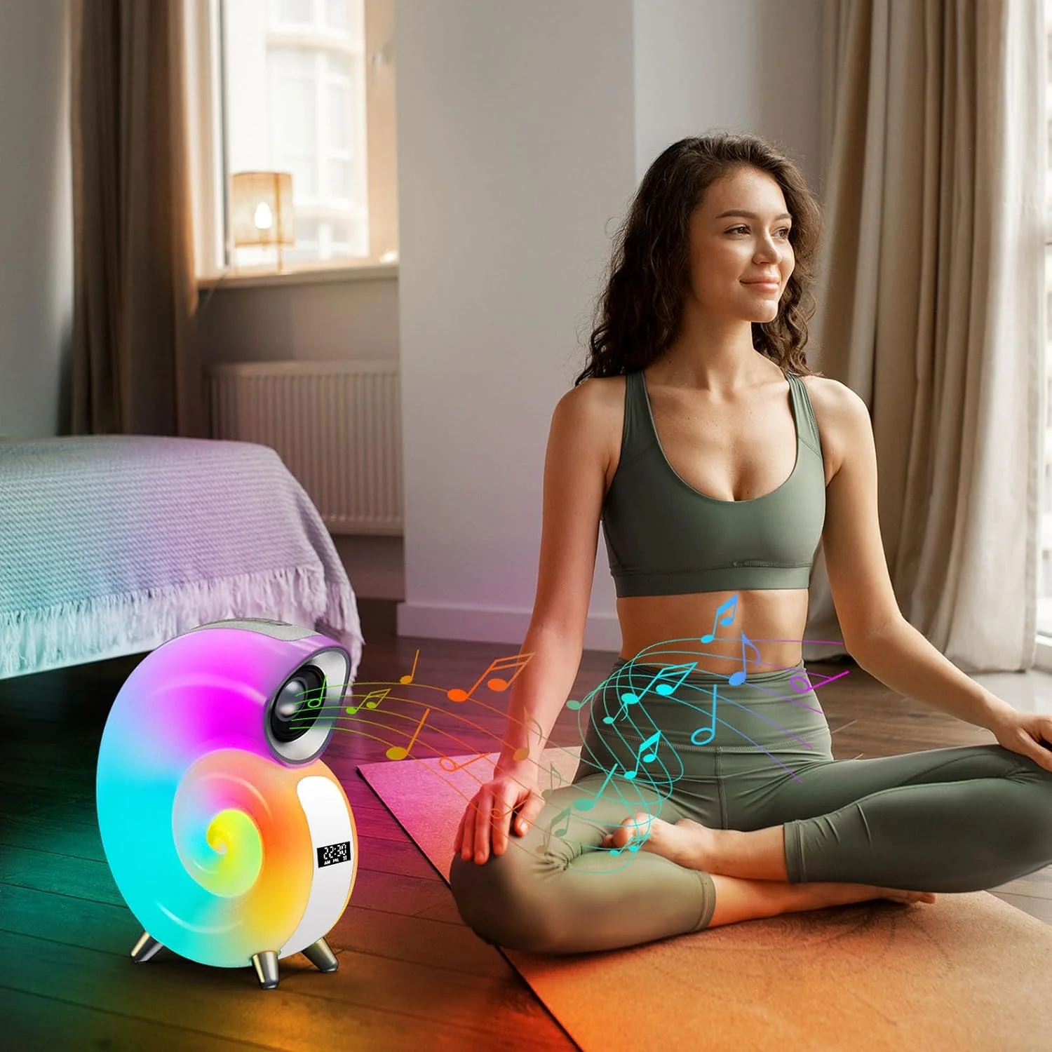 Boxa 3 in 1 Wireless Bluetooth, Ceas cu Alarma, Lampa Led RGB [11]