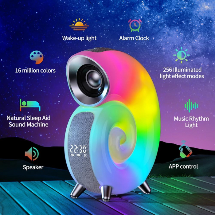 Boxa 3 in 1 Wireless Bluetooth, Ceas cu Alarma, Lampa Led RGB [2]