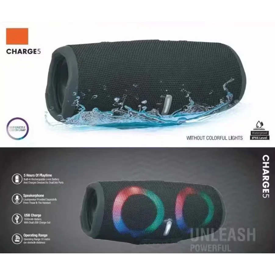 Boxa Bluetooth Charge 5 cu Leduri RGB, Usb, Slot Card, Radio FM, Waterproof IPX6 [3]