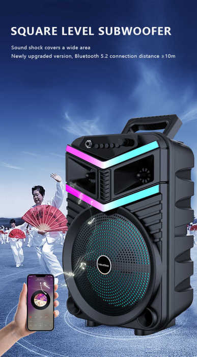Boxa Bluetooth Portabila Karaoke cu microfon, Sunet Puternic, Design Modern, 8 inch, CS-0814 [2]