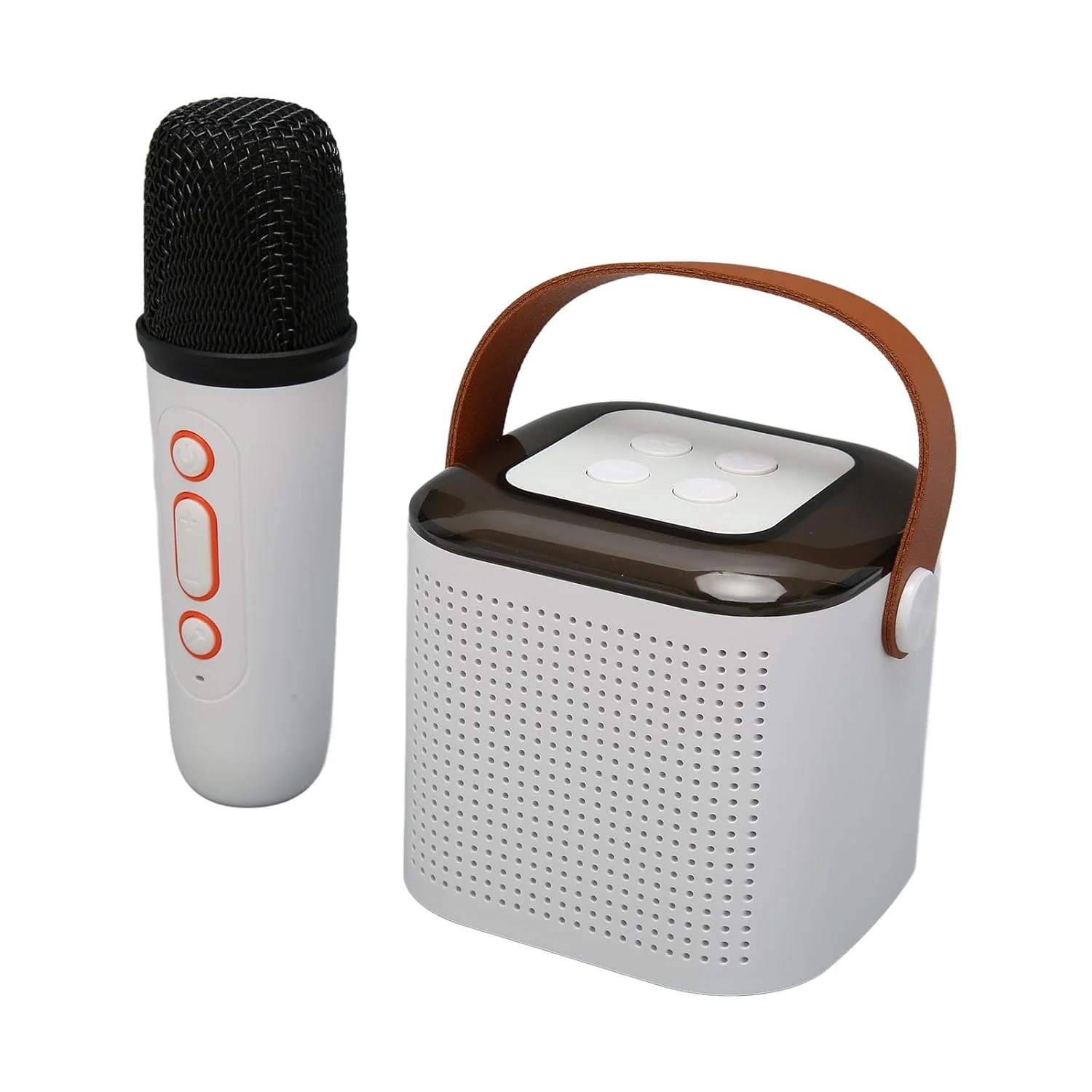 Boxa karaoke cu microfon wireless, difuzor portabil cu lumina RGB LED, alb [10]