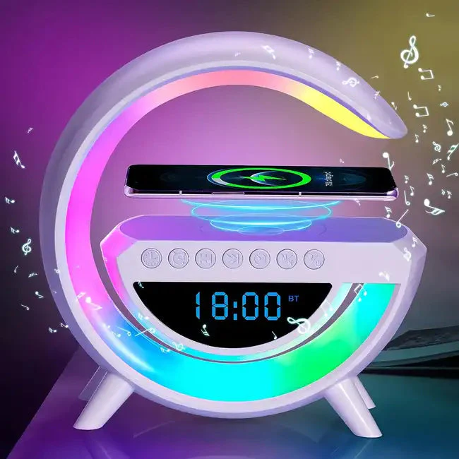 Boxa Portabila 4 in 1: Boxa Bluetooth, Radio, Lampa LED RGB, Ceas cu Alarma, Incarcare Wireless Telefon [4]