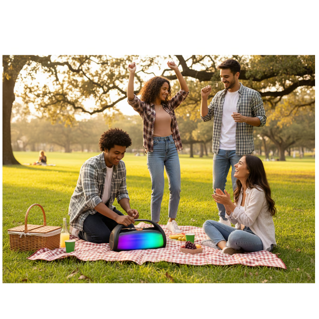 Boxa Portabila Bluetooth, Iluminare Led RGB, 10W, Bass Puternic, Rezistenta la Apa, Bluetooth 5.3 [4]