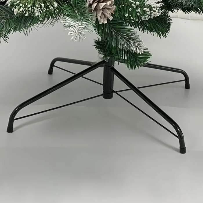 Brad artificial 1.8M cu elemente decorative, con de pin, fructe rosii, nins, pentru Craciun, suport metalic CADOU [8]