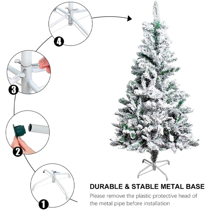 Brad artificial nins 1.8M, Ramuri dese 450 buc, Flexibile, Suport metalic INCLUS [8]