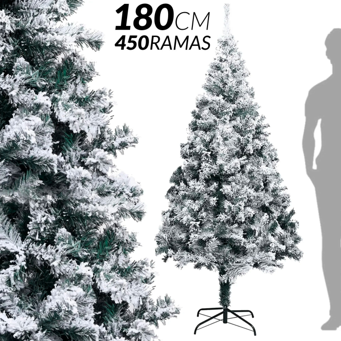 Brad artificial nins 1.8M, Ramuri dese 450 buc, Flexibile, Suport metalic INCLUS [4]