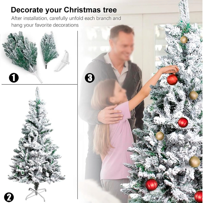 Brad artificial nins 1.8M, Ramuri dese 450 buc, Flexibile, Suport metalic INCLUS [6]