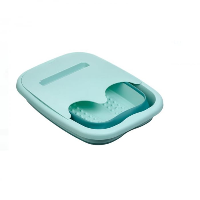 Cadita pentru picioare si masaj calmant, pliabila, suport telefon mobil, Alb cu Gri, 39 x 32 x 17 cm [6]