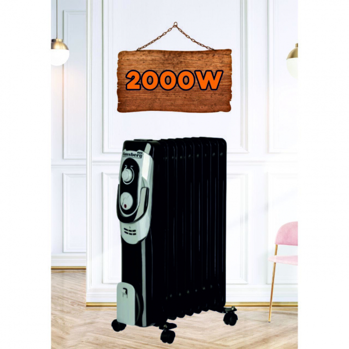 Calorifer electric 2000 W, 9 elementi, 3 nivele de putere, termostat reglabil, Hausberg HB-8910 [4]