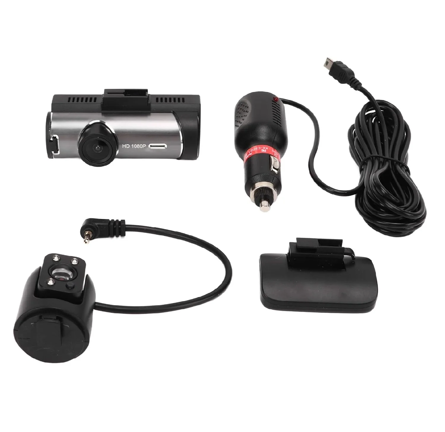Camera Auto DVR Dubla Fata/Spate 3.16", Full HD 1080P, G-Senzor, IR, 170°, Argintiu [9]