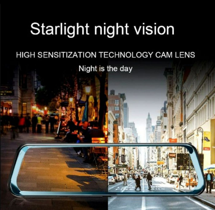 Camera auto DVR oglinda retrovizoare 10 inch, Touchscreen, Bluetooth, Night Vision, Camera Fata si Spate [4]