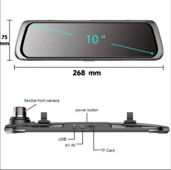 Camera auto cu TouchScreen tip oglinda retrovizoare Starlight Night Vision, 10 inch, LCD, dual cam [6]