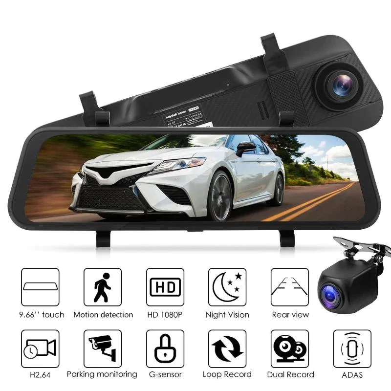 Camera auto cu TouchScreen tip oglinda retrovizoare Starlight Night Vision, 10 inch, LCD, dual cam [5]