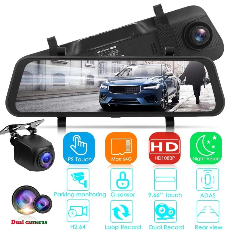Camera auto cu TouchScreen tip oglinda retrovizoare Starlight Night Vision, 10 inch, LCD, dual cam [2]