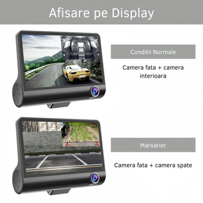 Camera Auto Tripla, Full-HD, 3 camere fata/spate/interior, ecran 4 inch, G Senzor [2]