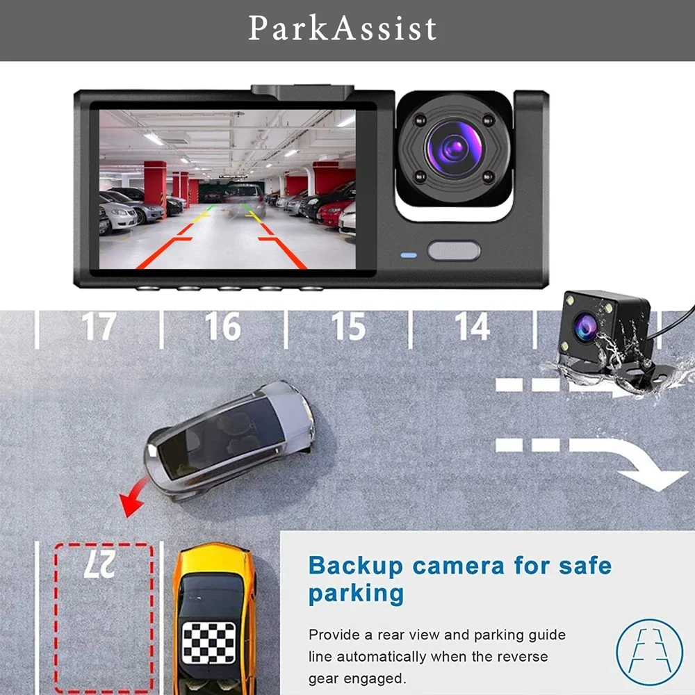 Camera auto tripla FullHD, 3 camere-fata/spate/interior, ecran 2'', G Senzor [4]