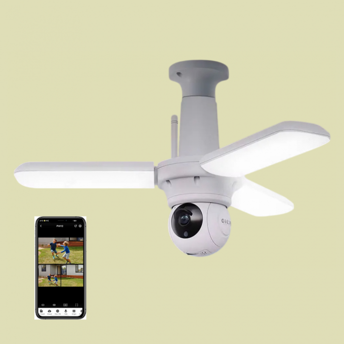 Camera Bec E27 cu Lampa LED 3 brate ajustabile, WiFi, Rotatie 360°, Full HD, viziune nocturna, senzor de miscare [1]