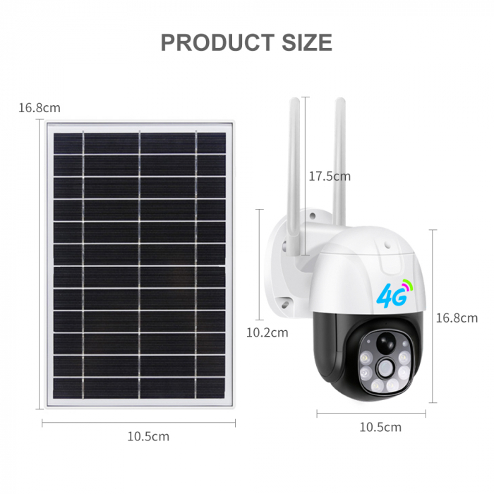 Camera de Supraveghere 4G cartela Sim cu Panou Solar, Full HD 1080p, Rotativa, Alarma, Microfon si Difuzor, Night Vision, Detectie umana, pentru Exterior [11]