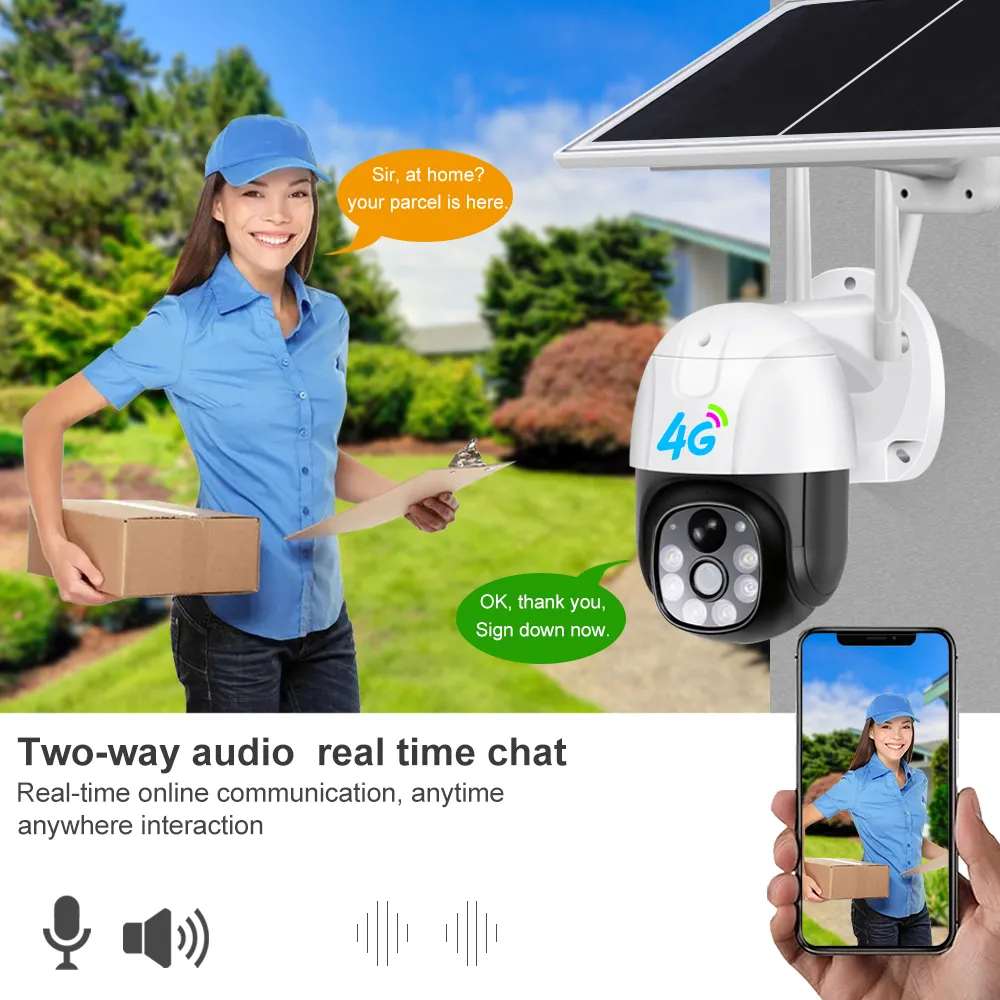 Camera de Supraveghere 4G cartela Sim cu Panou Solar, Full HD 1080p, Rotativa, Alarma, Microfon si Difuzor, Night Vision, Detectie umana, pentru Exterior [4]