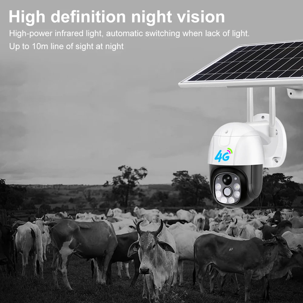 Camera de Supraveghere 4G cartela Sim cu Panou Solar, Full HD 1080p, Rotativa, Alarma, Night Vision, Detectie umana, pentru Exterior, Card 32GB Inclus [5]