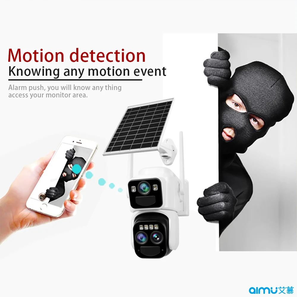 Camera de Supraveghere 4G cu 2 Lentile si Incarcare Solara, Zoom 10x clar, Vedere nocturna, Microfon + Difuzor, Acumulatori inclusi [10]