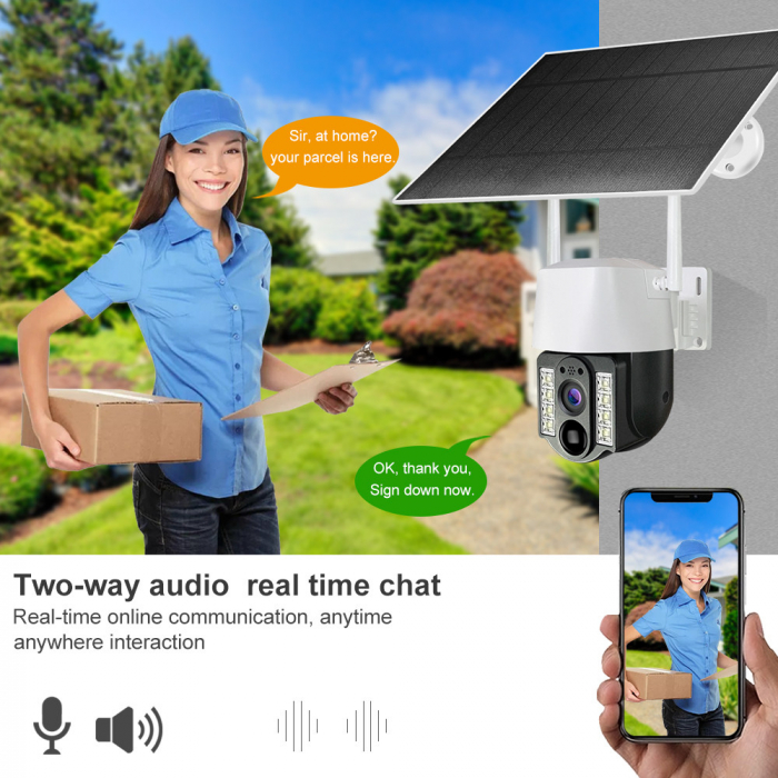 Camera de Supraveghere 4G cu cartela Sim, 3MP, Panou Solar, Rotatie dupa obiect, Alarma cu led si voce, Microfon, Difuzor, Infrarosu, Detectie umana, Exterior [4]