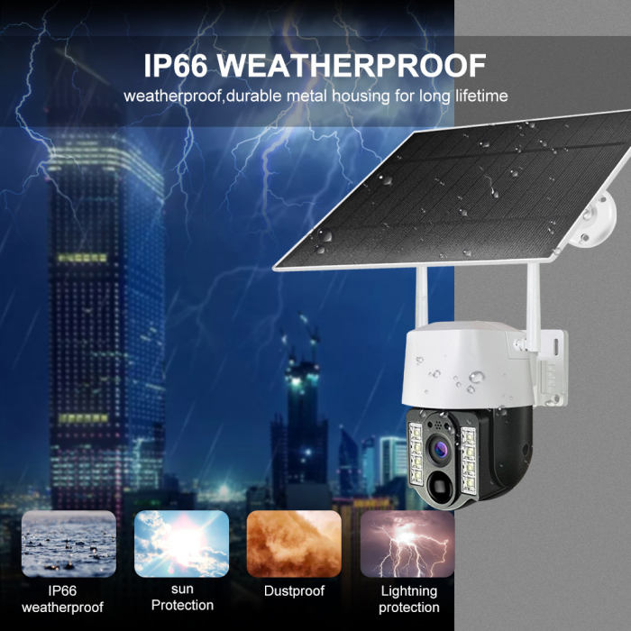 Camera de Supraveghere 4G cu cartela Sim, 3MP, Panou Solar, Rotatie dupa obiect, Alarma cu led si voce, Microfon, Difuzor, Infrarosu, Detectie umana, Exterior [7]