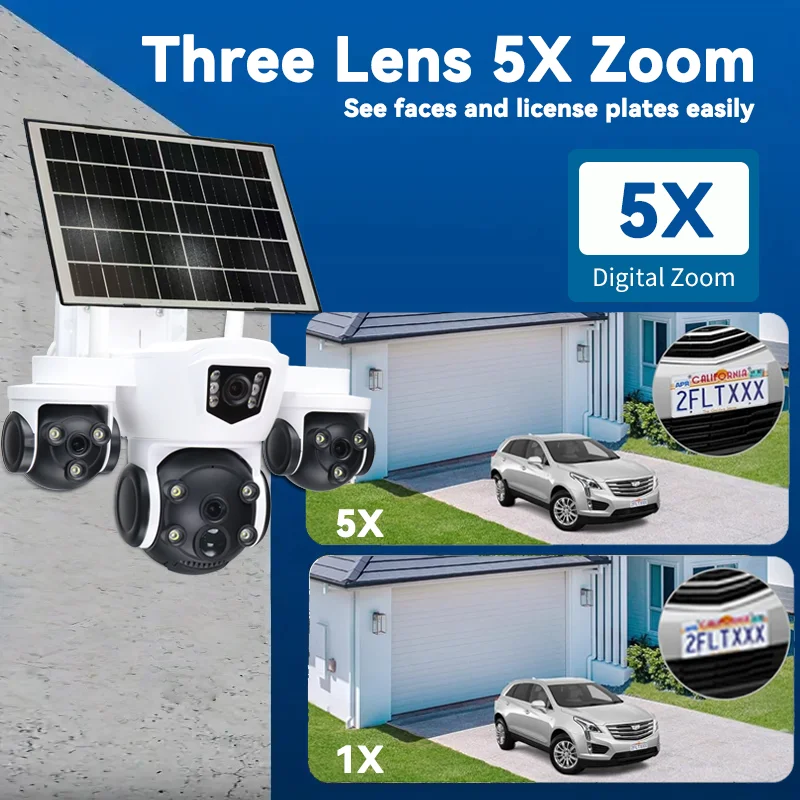 Camera de Supraveghere 4G cu Panou Solar, 3 lentile, 12MP Ultra HD, Rotire 360°, Vedere Nocturna, Detectie Miscare, Card 32GB Inclus [4]