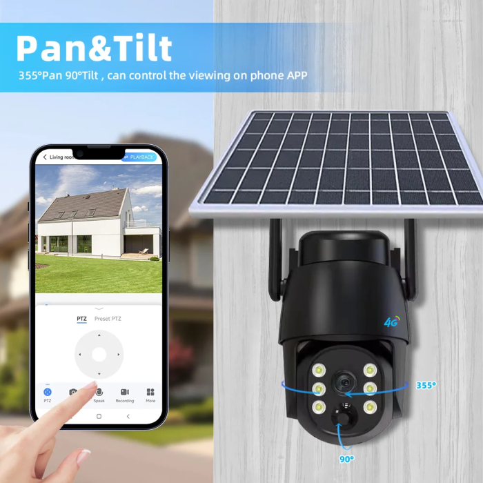 Camera de Supraveghere 4G cu Panou Solar, 5MP Full HD, PTZ, Detectare Miscare, Night Vision, Card 32GB Inclus [2]