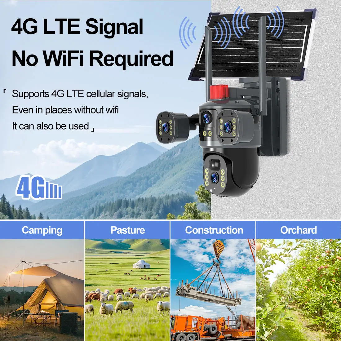 Camera de Supraveghere 4G cu Panou Solar, 12MP Ultra HD, Zoom 10X, Vedere Tripla, Night Vision, Detectare Umana, Card 32GB Inclus [11]